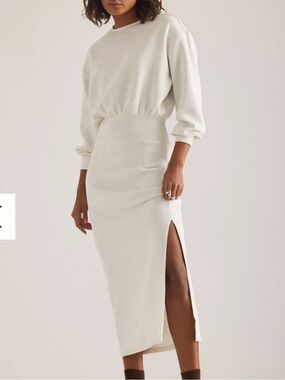 Daily Practice Cream/Gray Maxi Dress with Side Slit